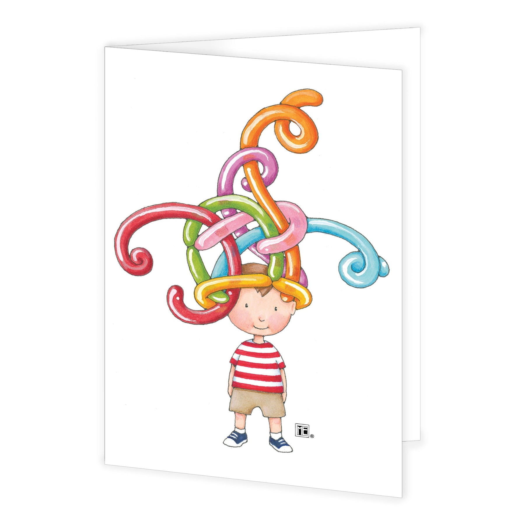 Balloon Hat Boy Greeting Cards