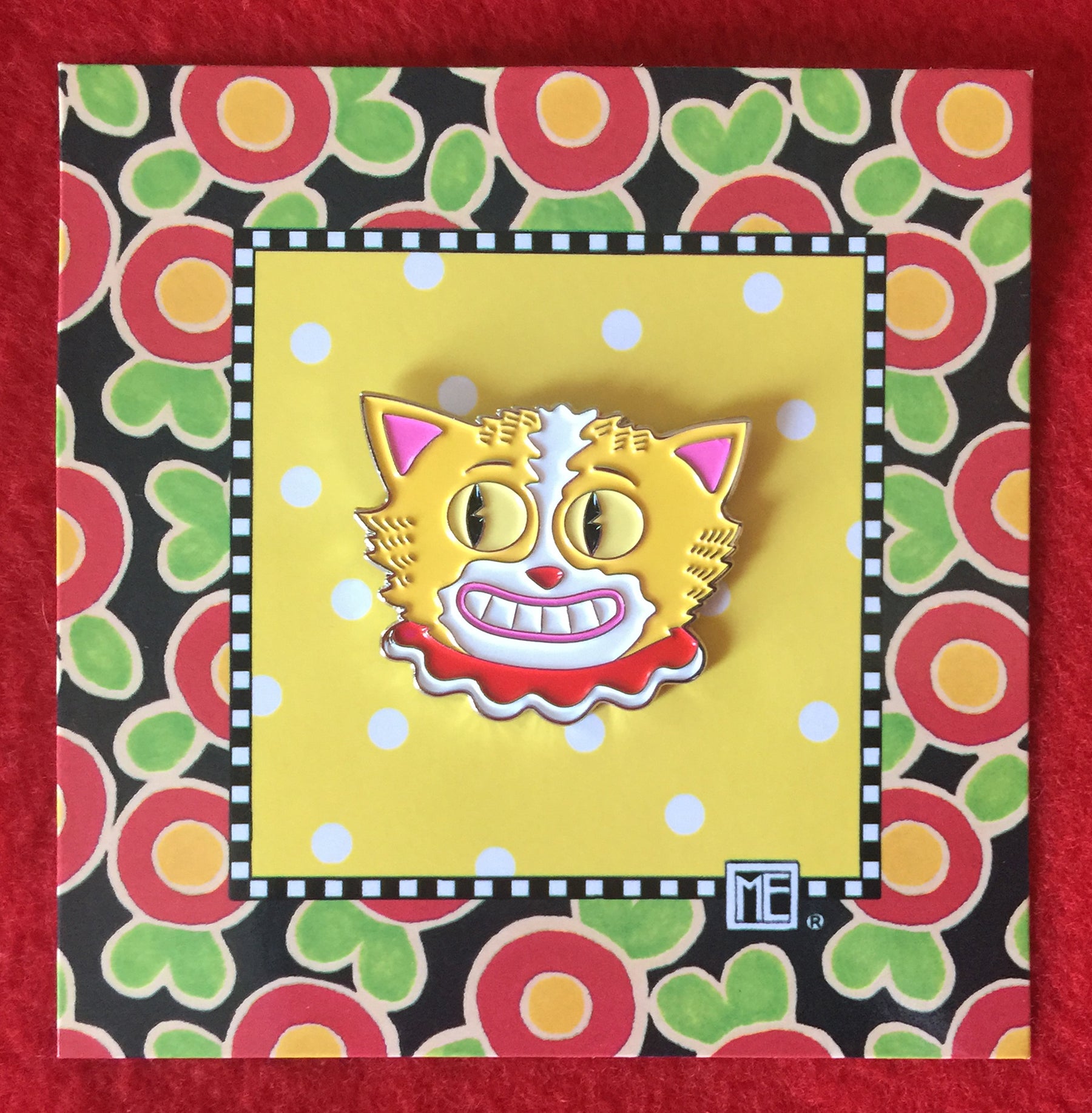 Smiling Cat Enamel Art Pin
