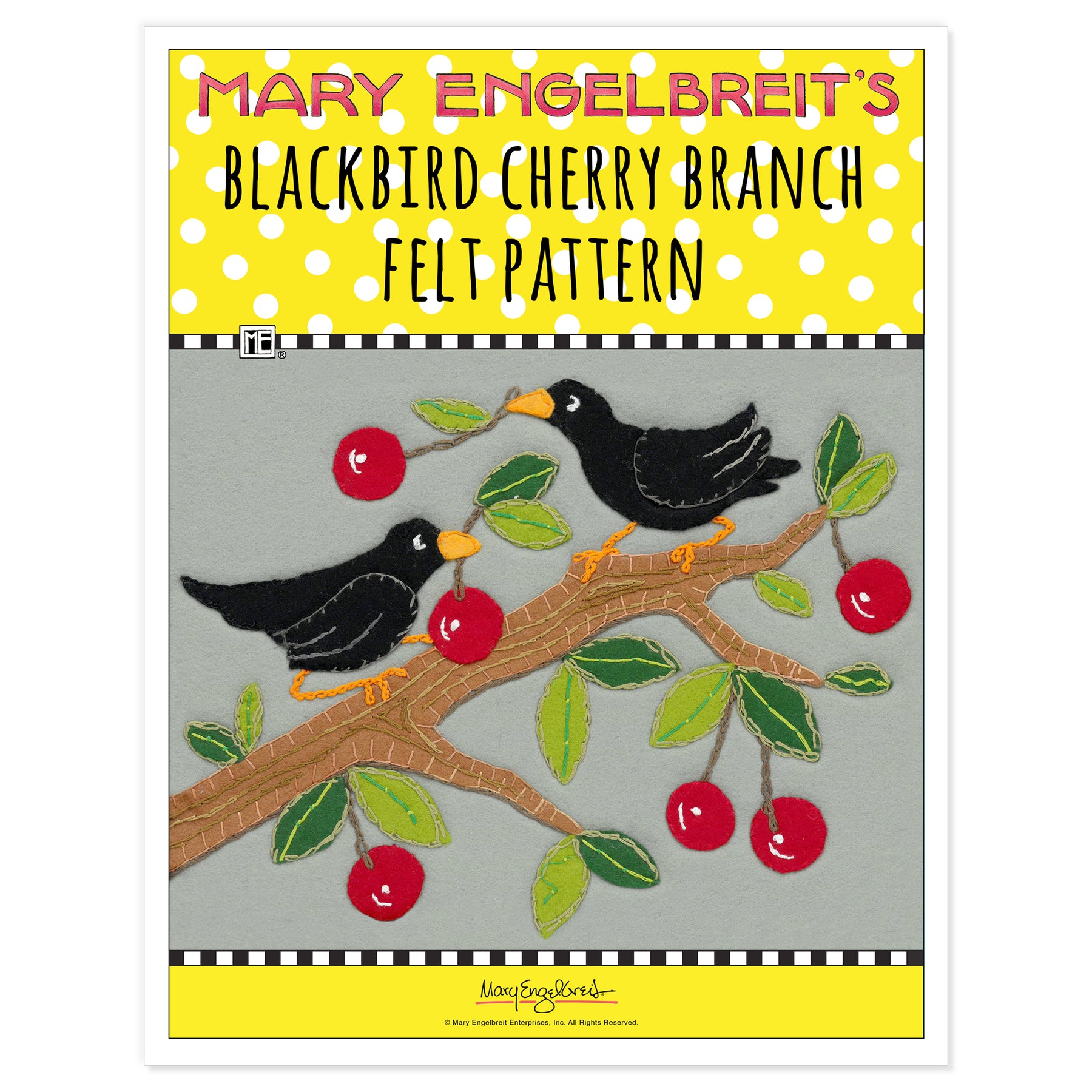 Blackbird Cherry Branch Felt Pattern