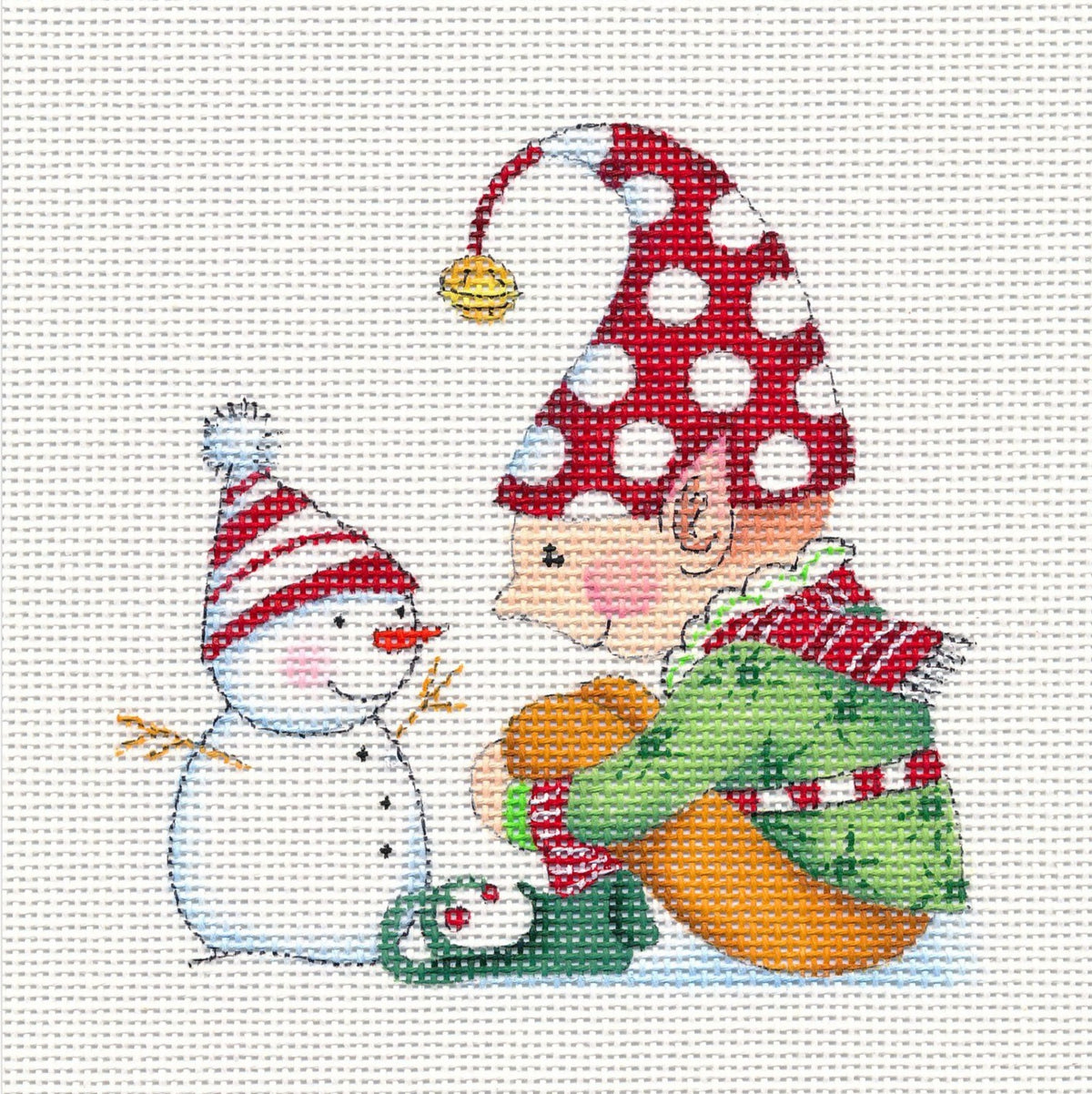 Needlepoint Canvas: Sitting Elf