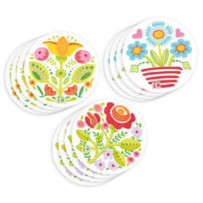 Summer Flowers Round Stickers