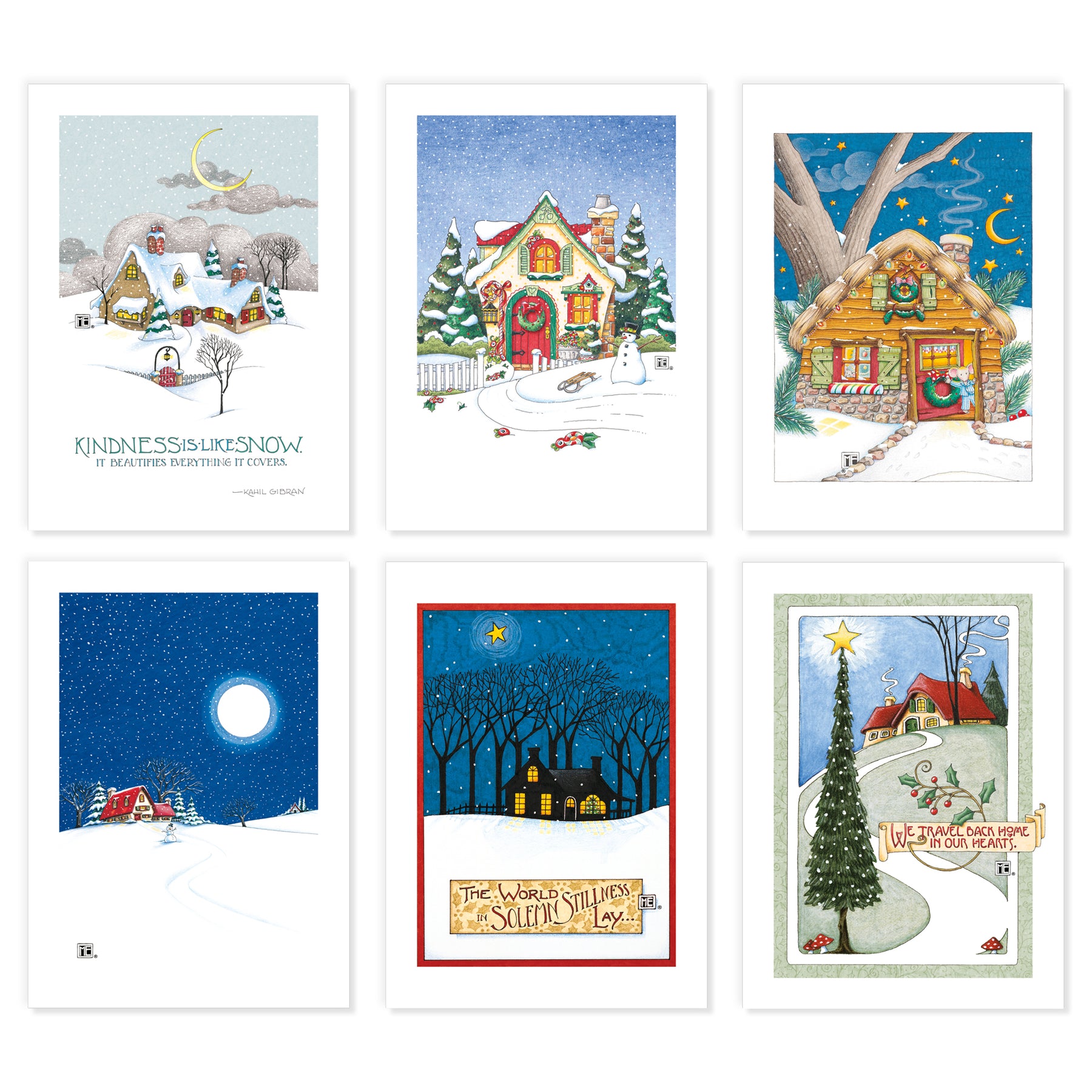 Christmas Cottages Postcards