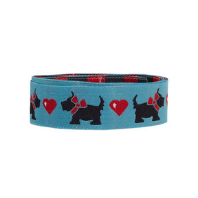 Scotties and Hearts on Blue Ribbon