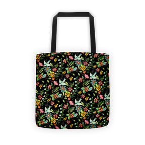 Birds Amidst Flowers Tote Bag
