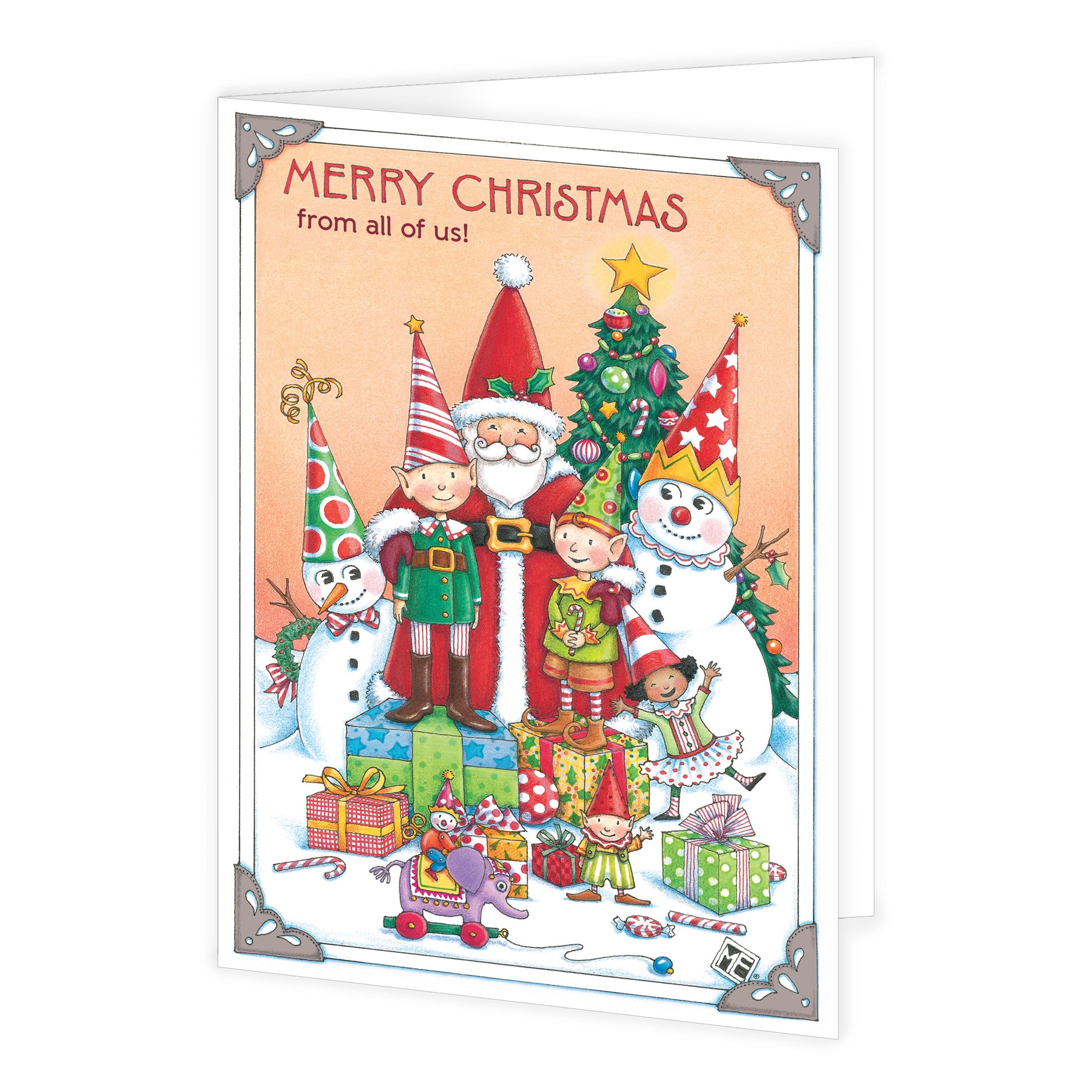 Santa and Elves Greeting Card
